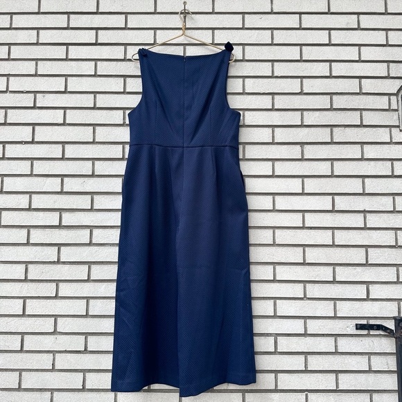 Trina Turk Observer Navy Textured V-Neck Bow Strap Cropped Jumpsuit Sz 16 - Picture 12 of 16